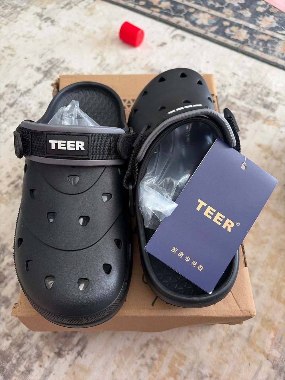 TEER Professional Men's Kitchen Clogs Non-Slip Work Shoes Black - 7